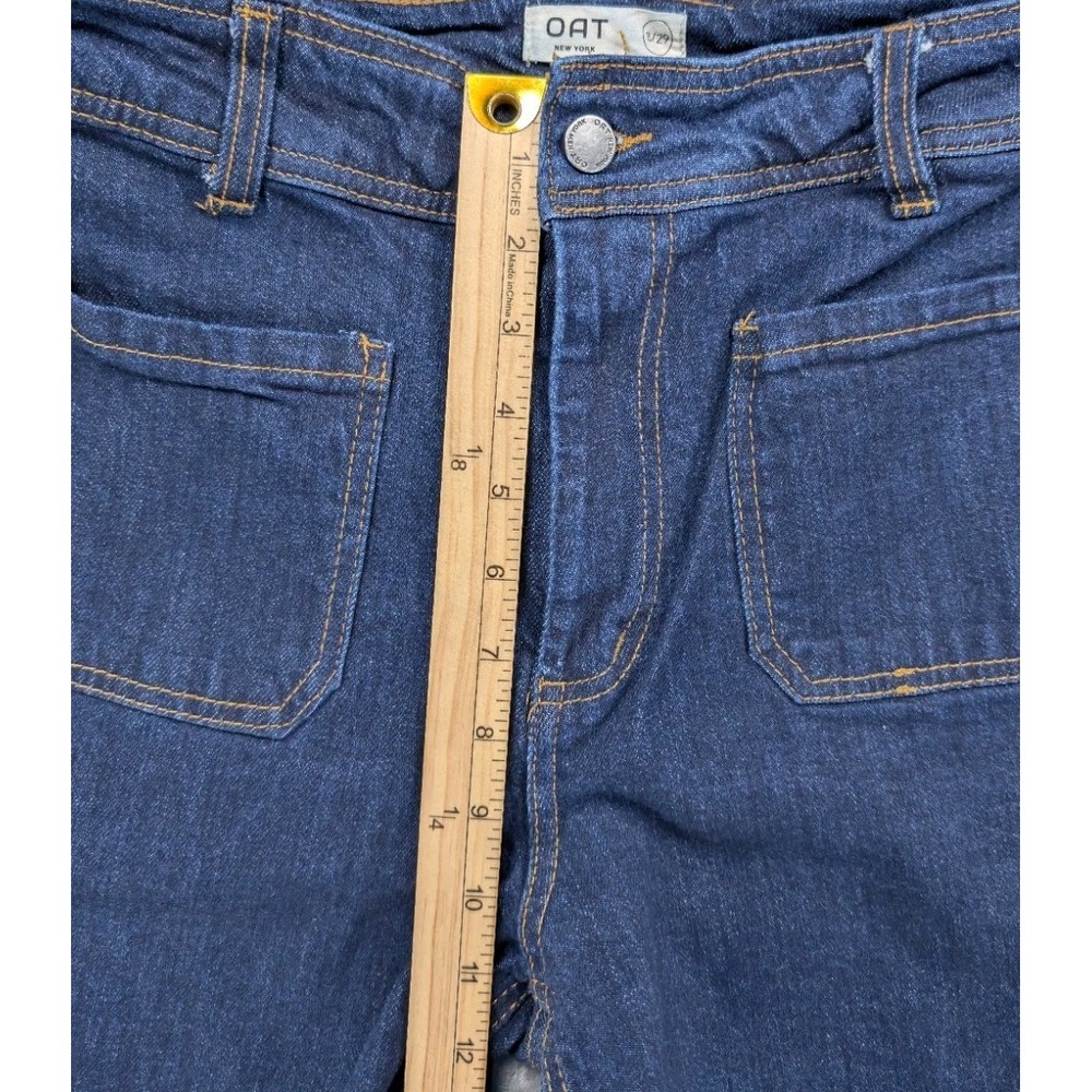 Oat New York Women's Sz 8/29 Wide Leg High Rise Blue Raw Hem Cotton Blend EUC - Picture 6 of 8